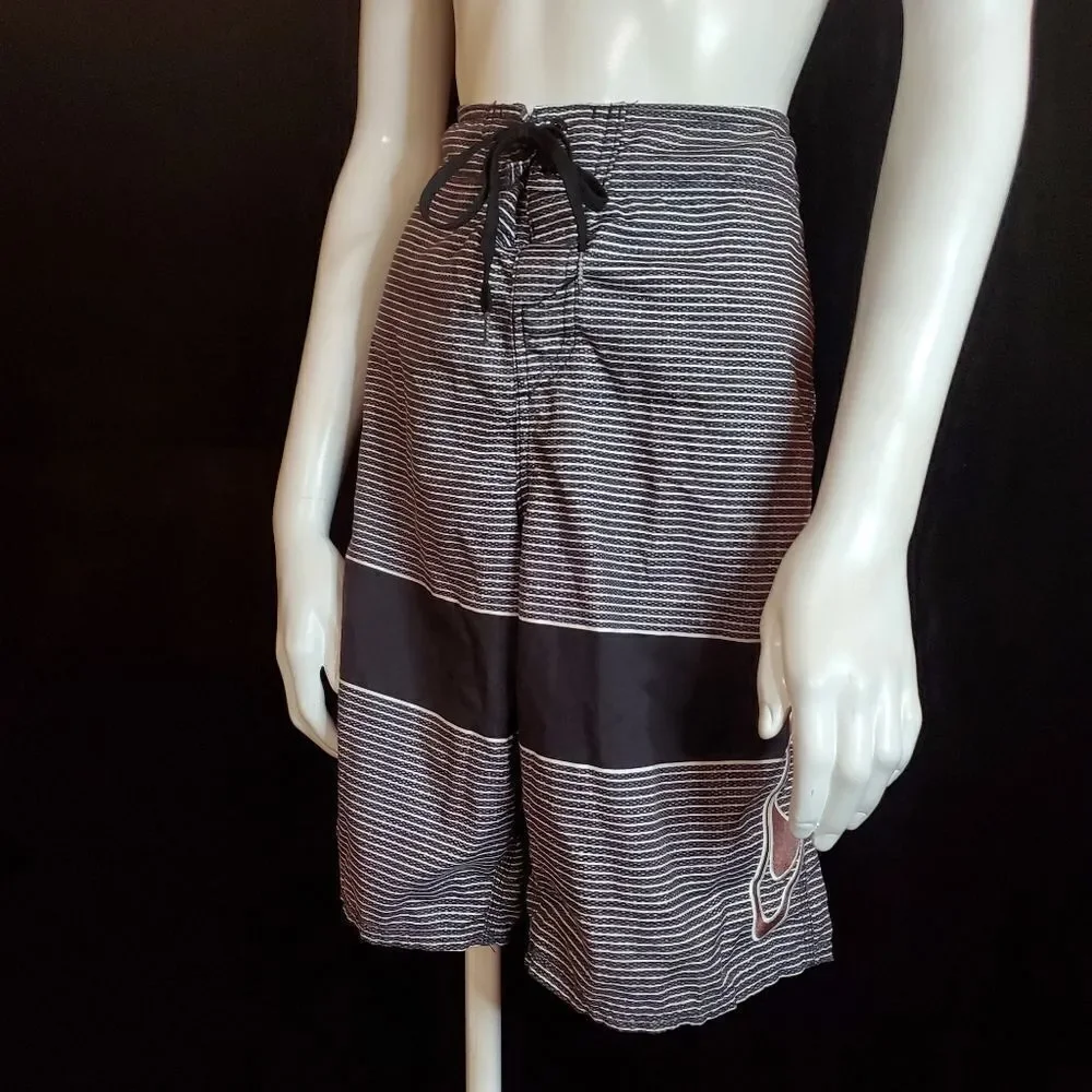 O'Neill Gray & White Striped Swim Trunks (30)